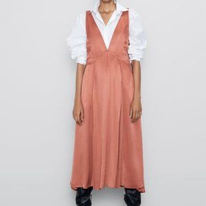 Dusty Pink Satin Dress - XS Zara